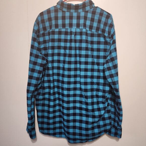 American Eagle Men’s Plaid Button Up Shirt Teal Black Long Sleeve Size XLT Tall - Picture 3 of 8